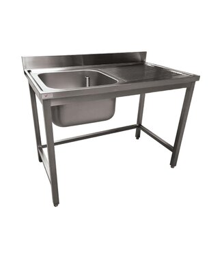 Diverso By Diamond RVS Spoeltafel ECO | Spoelbak links | Afdruip rechts | Met spatrand | (H)90x(B)140x(D)70cm