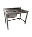 RVS Spoeltafel ECO | Spoelbak links | Afdruip rechts | Met spatrand | (H)90x(B)140x(D)70cm