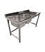 RVS Spoeltafel ECO | 2 Spoelbakken links | Afdruip rechts | Met spatrand | (H)90x(B)160x(D)70cm