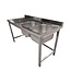 RVS Spoeltafel ECO | 2 Spoelbakken rechts | Afdruip links | Met spatrand | (H)90x(B)180x(D)70cm