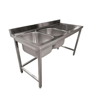 Diverso By Diamond RVS Spoeltafel ECO | 2 Spoelbakken links | Afdruip rechts | Met spatrand | (H)90x(B)180x(D)70cm