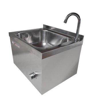 Diverso By Diamond RVS Wastafel met kniebediening en mengkraan | Wandmodel | (H)41x(B)40x(D)30cm