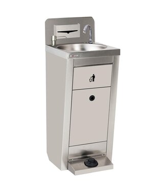 Diverso By Diamond RVS Wastafel met voetbediening en kraan | Mobiel model | Met zeepdispenser | (H)111,2x(B)40x(D)40,2cm