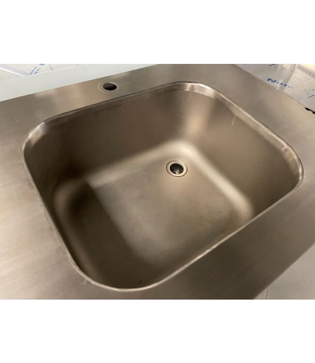 Occasion: RVS Spoeltafel | Spoelbak 500x400x(H)250mm | Bodemplank + 2x tussenplank | (B)2400x(D)600x(H)940mm