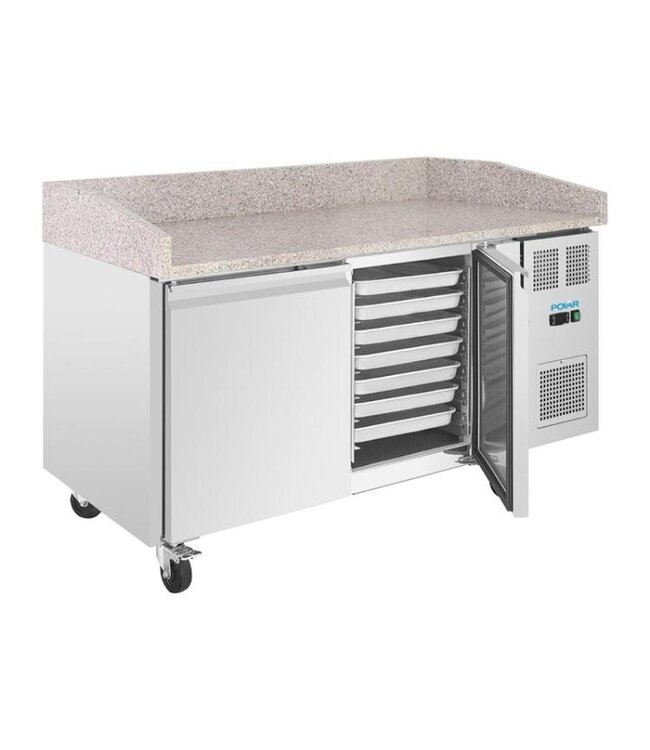 Pizzawerkbank geforceerde koeling | 2 Deurs | (H)100x(B)151x(D)80cm