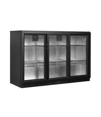 Tefcold Barkoeling BA30S-3 | 3 Schuifdeuren | 311L | Zwart | (H)90x(B)135,5x(D)51,5cm