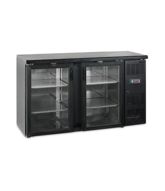 Tefcold Barkoeling CBC210G | 2 Glazen deuren | 290L | Zwart | (H)86x(B)146,2x(D)51,3cm