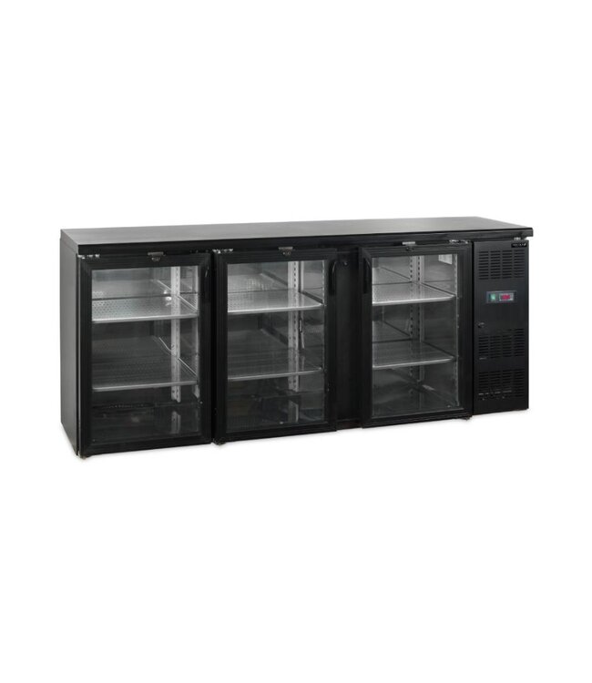 Barkoeling CBC310G | 3 Glazen deuren | 460L | Zwart | (H)86x(B)200,2x(D)51,3cm