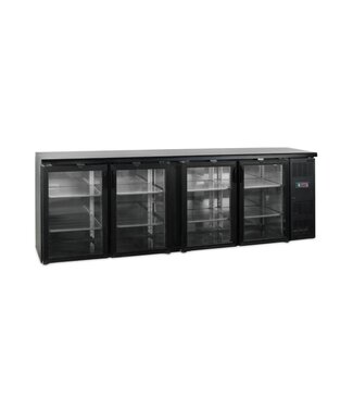 Tefcold Barkoeling CBC410G | 4 Glazen deuren | 630L | Zwart | (H)86x(B)254,2x(D)51,3cm