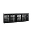 Tefcold Barkoeling CBC410G | 4 Glazen deuren | 630L | Zwart | (H)86x(B)254,2x(D)51,3cm