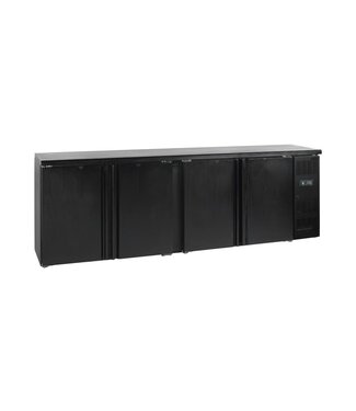 Tefcold Barkoeling CBC410 | 4 Klapdeuren | 630L | Zwart | (H)86x(B)254,2x(D)51,3cm
