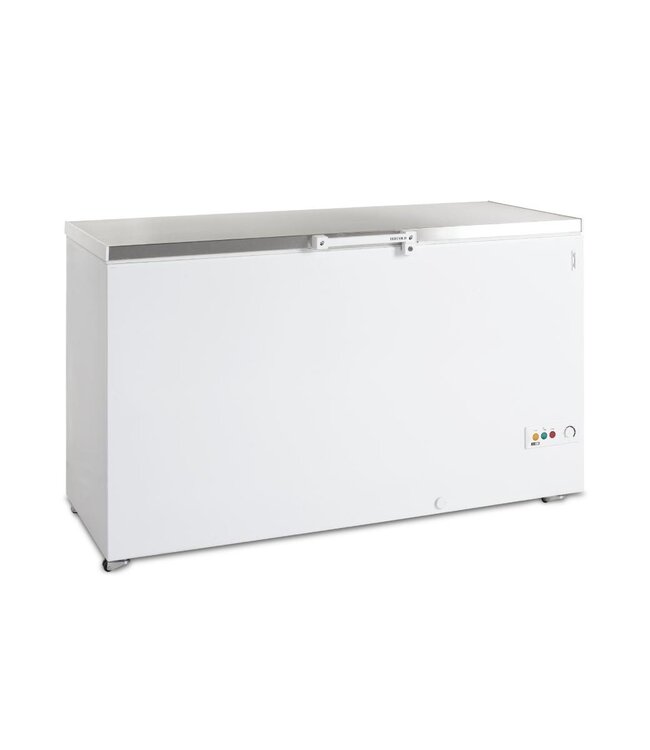 Diepvrieskist FR505S SL | tot -24 graden | 463L | RVS Klapdeksel | Met wielen | (H)94,5x(B)150,4x(D)70cm