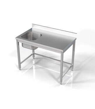 RVS spoeltafel | spoelbak links | Chef Line | (H)85x(B)120x(D)70