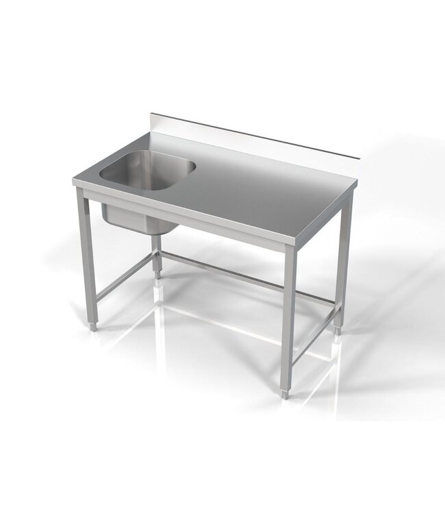 RVS spoeltafel | spoelbak links | Chef Line | (H)85x(B)120x(D)70