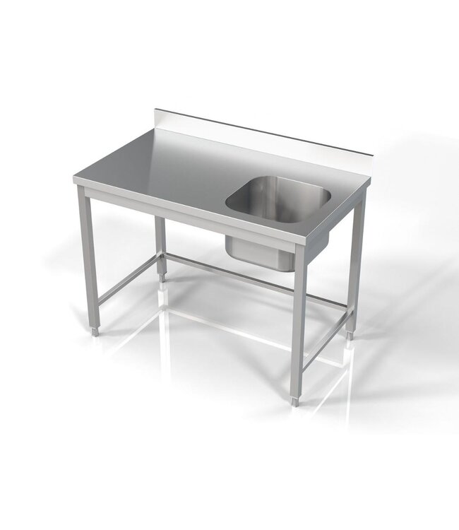 RVS spoeltafel | spoelbak rechts | Chef Line | (H)85x(B)120x(D)70