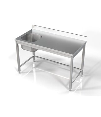 RVS spoeltafel | spoelbak links | Chef Line | (H)85x(B)140x(D)70