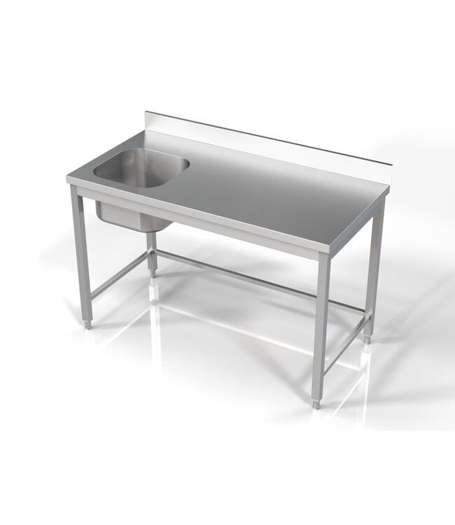 RVS spoeltafel | spoelbak links | Chef Line | (H)85x(B)140x(D)70