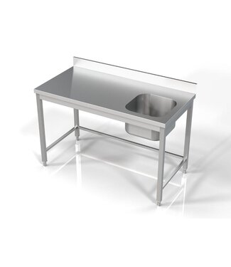 RVS spoeltafel | spoelbak rechts | Chef Line | (H)85x(B)140x(D)70 RVS spoeltafel | spoelbak rechts | Chef Line | (H)85x(B)140x(D)70