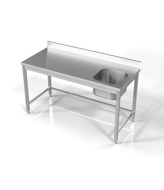 RVS spoeltafel | spoelbak rechts | Chef Line | (H)85x(B)160x(D)70 RVS spoeltafel | spoelbak rechts | Chef Line | (H)85x(B)160x(D)70