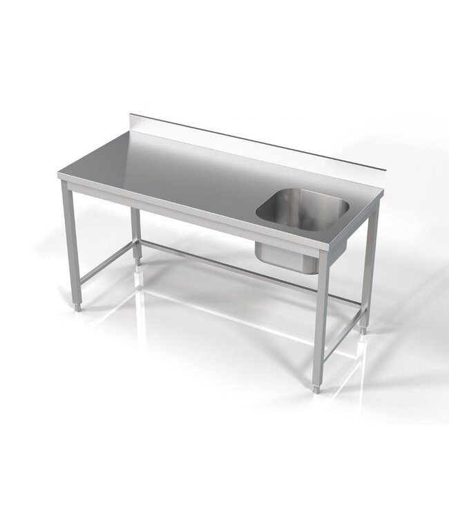 RVS spoeltafel | spoelbak rechts | Chef Line | (H)85x(B)160x(D)70