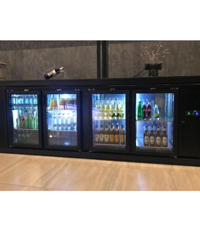 Barkoeling CBC410G | 4 Glazen deuren | 630L | Zwart | (H)86x(B)254,2x(D)51,3cm