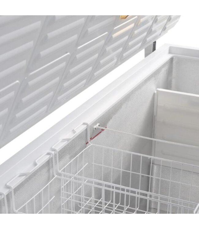 Diepvrieskist FR605S SL | tot -24 graden | 587L | RVS Klapdeksel | Met wielen | (H)94,5x(B)180,4x(D)70cm