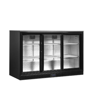 Tefcold Barkoeling DB301S-3 | 3 Schuifdeuren | 300L | Zwart | (H)87x(B)135x(D)52,6cm