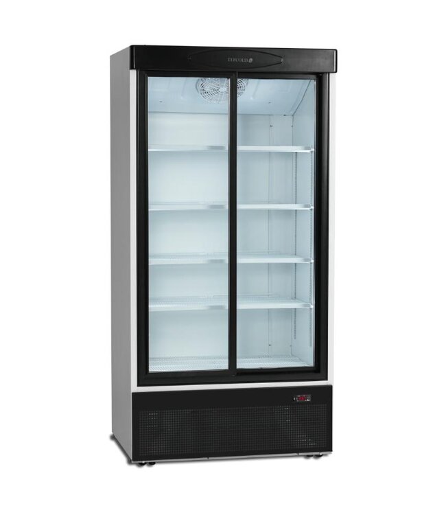 Display koelkast FS1002S | 2 Glazen schuifdeuren | 730L | Met wielen | (H)199x(B)100x(D)73,5cm