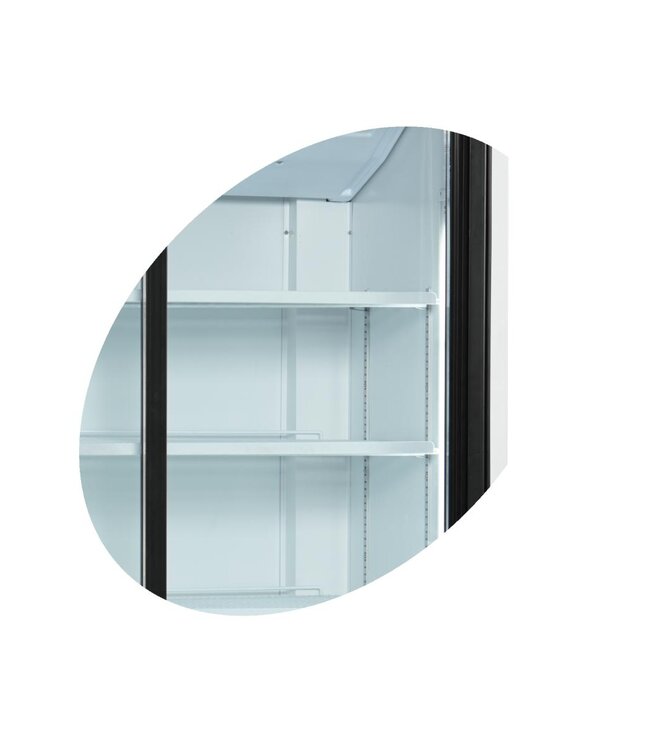 Display koelkast FS1002S | 2 Glazen schuifdeuren | 730L | Met wielen | (H)199x(B)100x(D)73,5cm