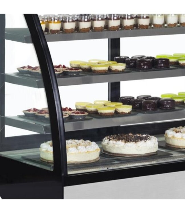 Koelvitrine LPD1500C/BLACK | Staand | 418L | Gebogen glas | (H)136x(B)150,5x(D)74,5cm