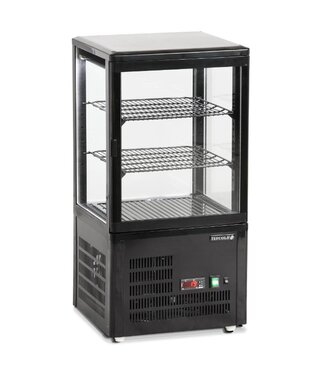 Tefcold Mini koelvitrine UPD60-BLACK | Tafelmodel | 60L | Recht glas | (H)85,5x(B)42,8x(D)38,6cm