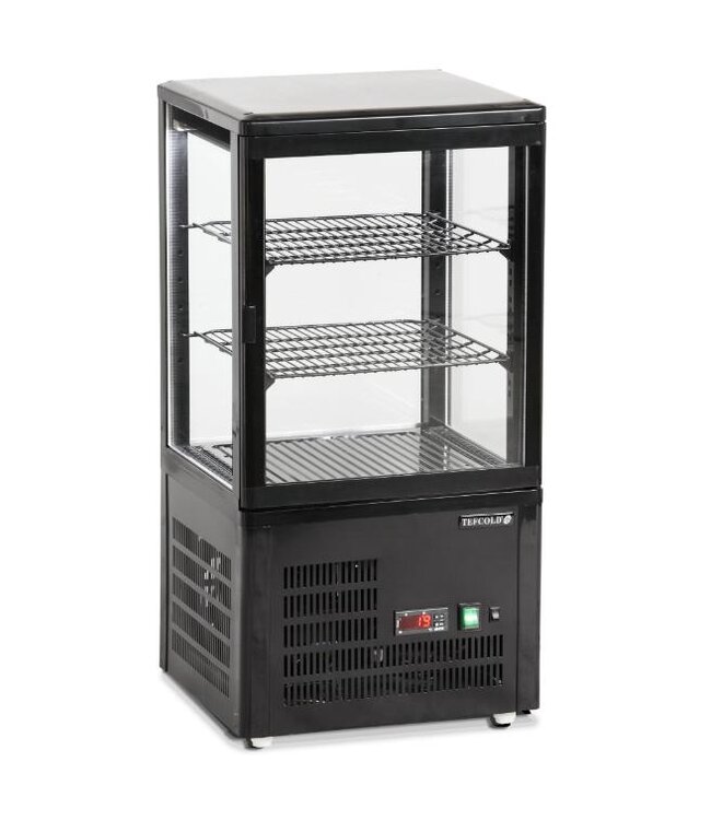 Mini koelvitrine UPD60-BLACK | Tafelmodel | 60L | Recht glas | (H)85,5x(B)42,8x(D)38,6cm
