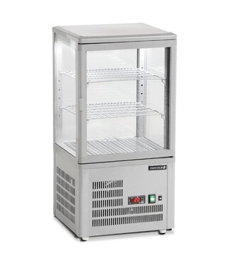 Tefcold Mini koelvitrine UPD60-GREY | Tafelmodel | 60L | Recht glas | (H)85,5x(B)42,8x(D)38,6cm