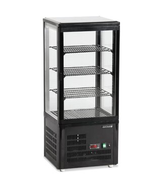Tefcold Mini koelvitrine UPD80-BLACK | Tafelmodel | 80L | Recht glas | (H)100x(B)42,8x(D)38,6cm