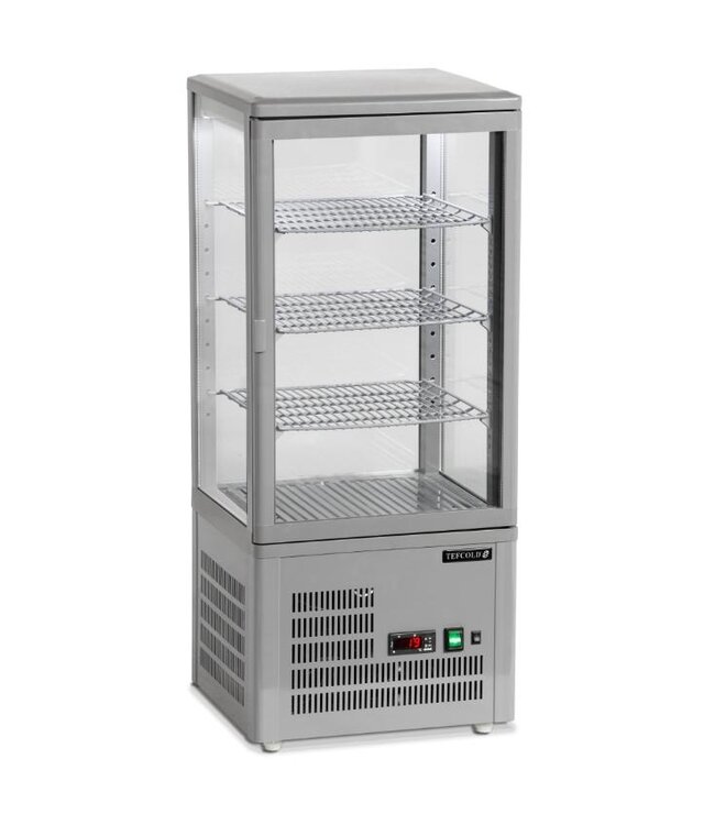 Mini koelvitrine UPD80-GREY | Tafelmodel | 80L | Recht glas | (H)100x(B)42,8x(D)38,6cm