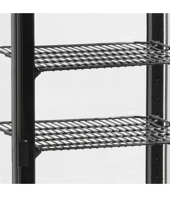 Mini koelvitrine UPD80-BLACK | Tafelmodel | 80L | Recht glas | (H)100x(B)42,8x(D)38,6cm