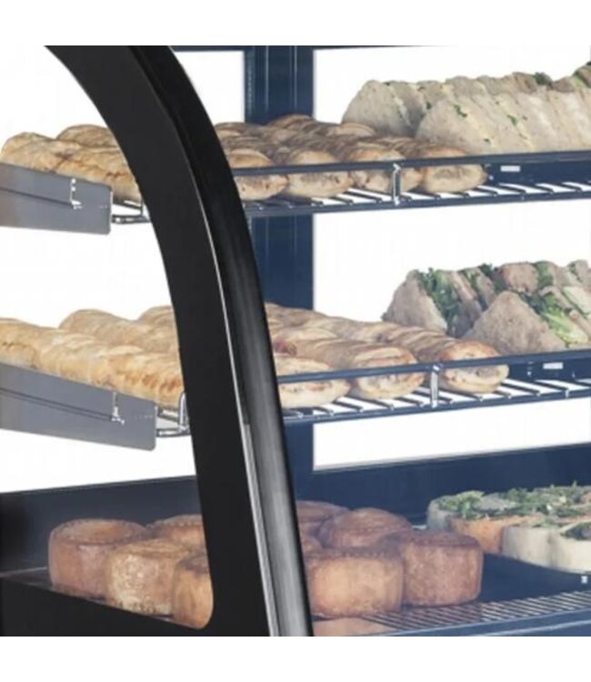 Koelvitrine LCT750C/BLACK | Tafelmodel | 100L | Gebogen glas | (H)67x(B)70x(D)56cm