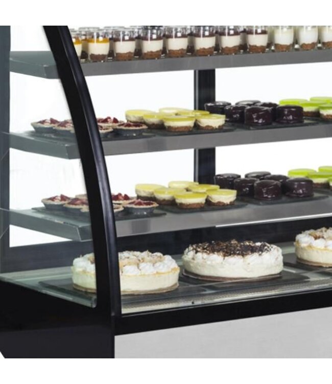 Koelvitrine LPD1200C/BLACK | Staand | 328L | Gebogen glas | (H)136x(B)120,5x(D)74,5cm