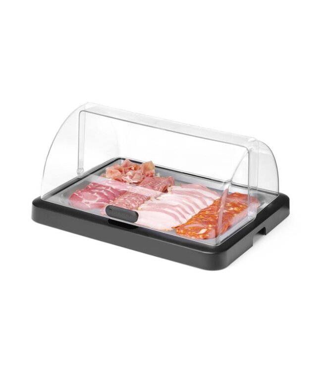 Roltop koelvitrine UNIQ | 40x30cm | Met koelelementen | Zwart