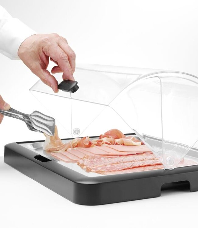 Roltop koelvitrine UNIQ | 40x30cm | Met koelelementen | Zwart