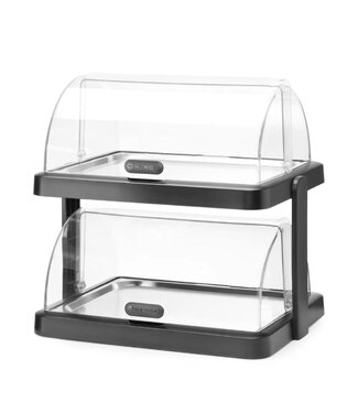 Hendi Roltop koelvitrine UNIQ | Dubbel | 2x 40x30cm | Met koelelementen | Zwart