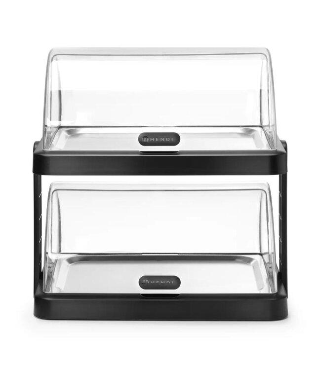 Roltop koelvitrine UNIQ | Dubbel | 2x 40x30cm | Met koelelementen | Zwart