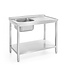 Hendi RVS Spoeltafel met spoelbak links Profi Line | Met onderplank | (B)100x(D)60x(H)85cm