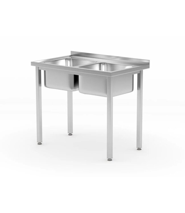 RVS Spoeltafel met 2 spoelbakken Kitchen Line | Flat-pack | (B)100x(D)60x(H)85cm