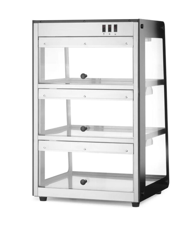 Warmhoudvitrine | 3 Schappen | Opzetmodel | (H)77,5x(B)47,2x(D)44,7cm