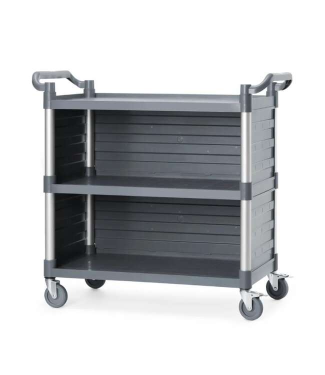 Serveerwagen Kunststof met zijpanelen | 3 Bladen | 50kg per blad | (B)101x(D)50x(H)96cm