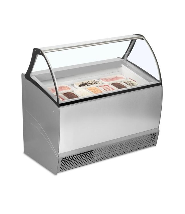 Schepijsvitrine BERMUDA RV10 | Voor 10 bakken | Geventileerd | (H)134,3x(B)134x(D)80cm