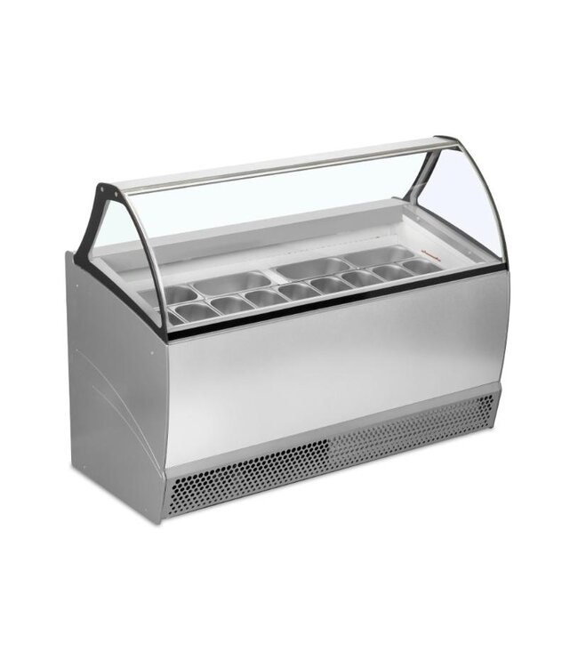 Schepijsvitrine BERMUDA RV13 | Voor 13 bakken | Geventileerd | (H)134,3x(B)167x(D)80cm