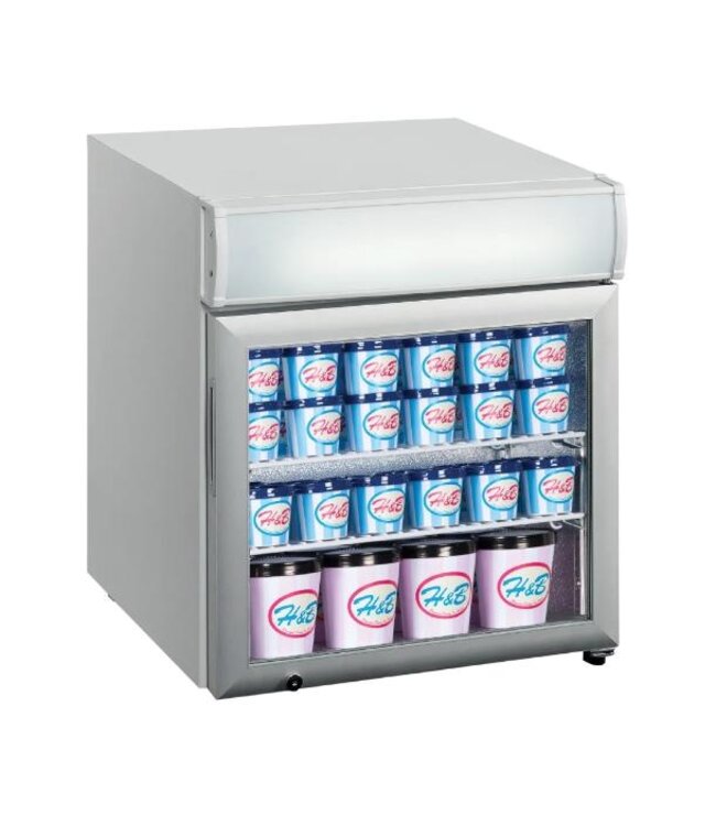 Mini displayvrieskast UF50GCP | 50L | Glazen deur | Tafelmodel | Wit | (H)65,7x(B)57x(D)53cm