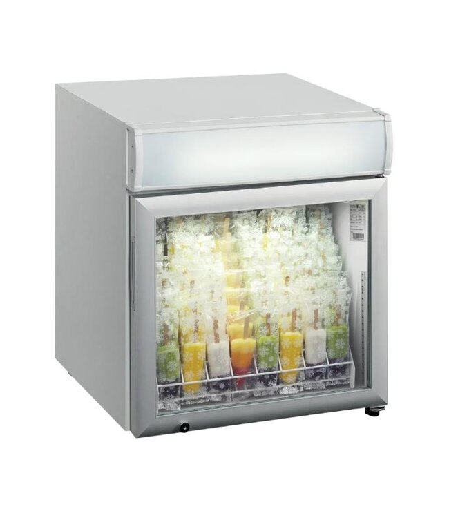Mini displayvrieskast UF50GCP | 50L | Glazen deur | Tafelmodel | Wit | (H)65,7x(B)57x(D)53cm